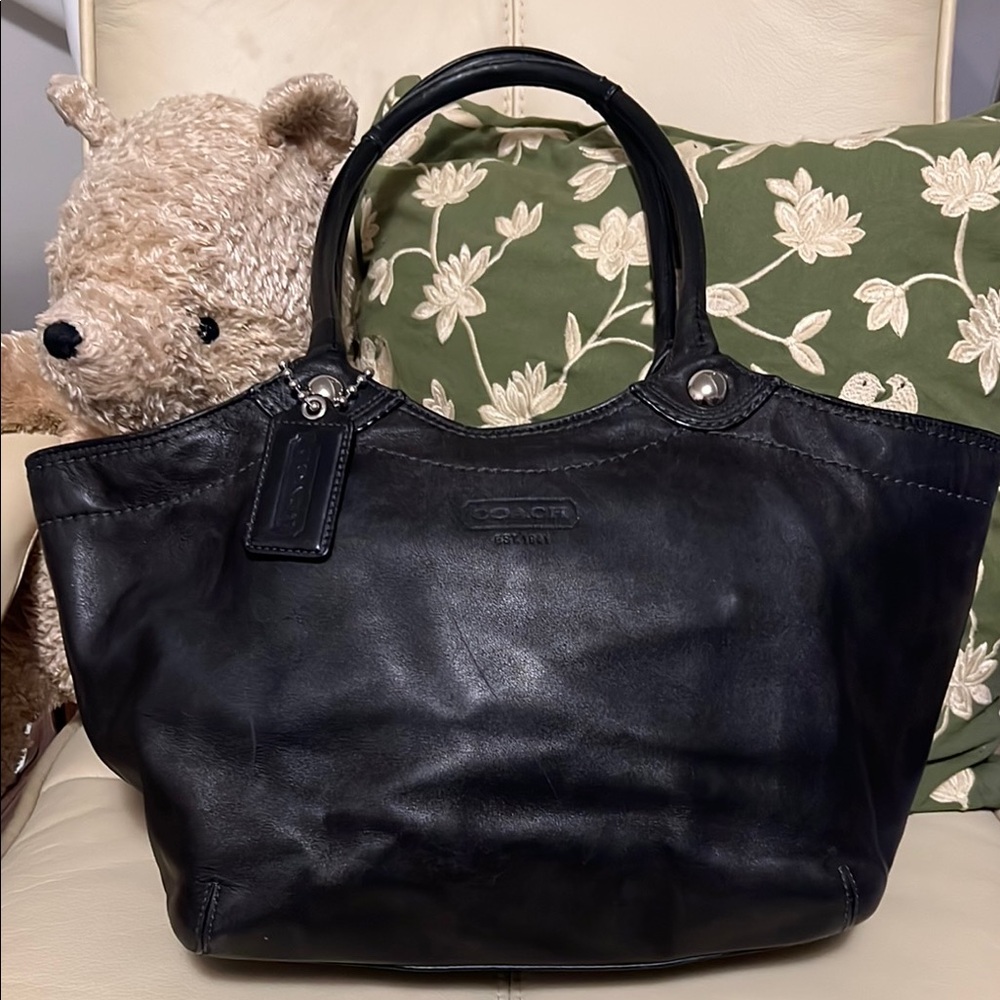Coach Black Leather Tote Bag